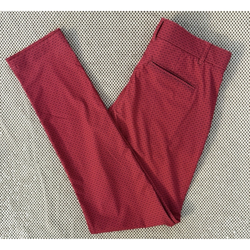 Greyson Golf Mens Geometric Print Red Crimson Lightweight Pants Size 30 X 32